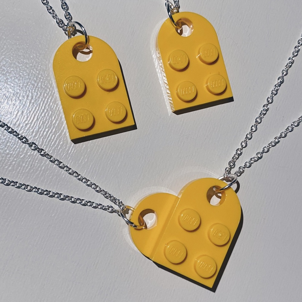 yellow lego heart necklace set 💛 couples & bestie